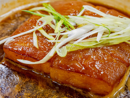 Close up shot of a delicious Dongpo pork at Taipei, Taiwan