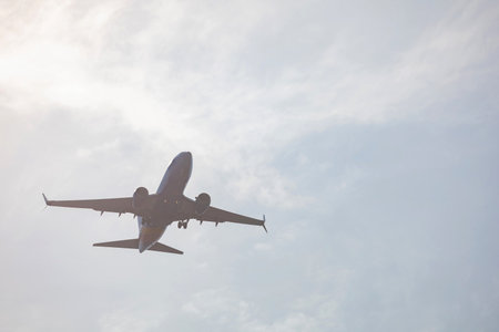 Close up shot of an airplane flying in the sky at Las Vegas, Nevada