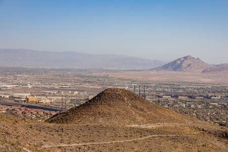 Sunny view of the Frenchman Mountain from the Amargosa Trail at Henderson, Nevadaのeditorial素材