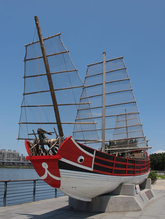 Historical ship display in Dadaocheng area at Taipei, Taiwanの写真素材