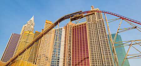 Las Vegas, SEP 15, 2020 - Sunny exterior view of the New York New York Hotel & Casinoのeditorial素材