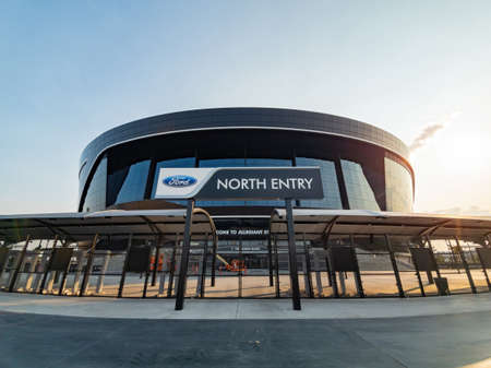 Las Vegas, SEP 15, 2020 - Sunny exterior view of the North Entry of Allegiant Stadiumのeditorial素材