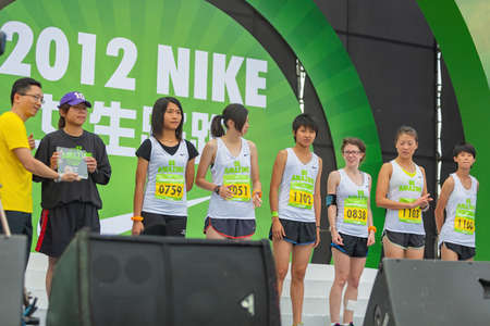 Taipei, APR 29, 2012 - Awards ceremony of the Nike's Be Amazing 5K race eventのeditorial素材