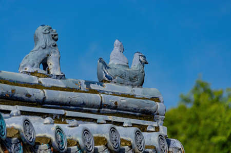 Morning sunny view of the roof of National Chiang Kai-shek Memorial Hall at Taipei, Taiwanの写真素材