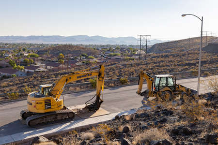 Henderson, OCT 11, 2020 - Sunny view of a construction site with heavy equipmentのeditorial素材