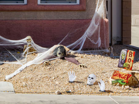 Sunny view of a beautiful Halloween decoration house at Las Vegas, Nevadaのeditorial素材