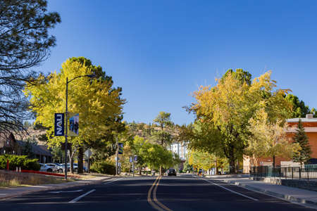 Flagstaff, OCT 20, 2020 - Beautiful fall color around the campus of Northern Arizona Universityのeditorial素材