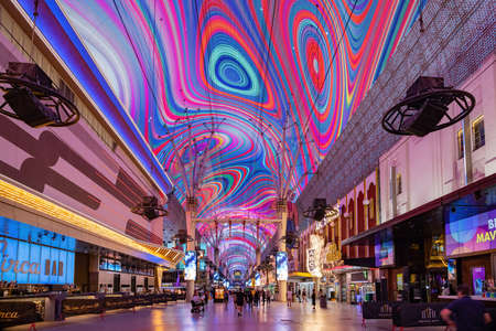 Las Vegas, NOV 2, 2020 - Night view of the Fremont Street Experience areaのeditorial素材