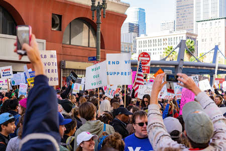Los Angeles, JAN 21, 2017 -Women March in downtownのeditorial素材