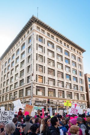 Los Angeles, JAN 21, 2017 -Women March in downtown