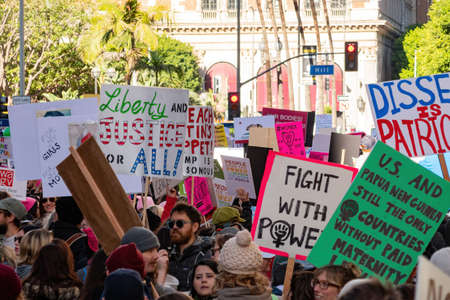 Los Angeles, JAN 21, 2017 -Women March in downtownのeditorial素材