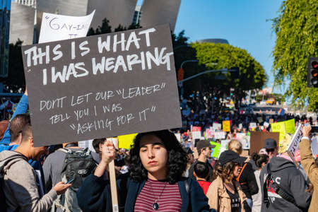 Los Angeles, JAN 21, 2017 -Women March in downtownのeditorial素材