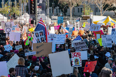 Los Angeles, JAN 21, 2017 -Women March in downtownのeditorial素材