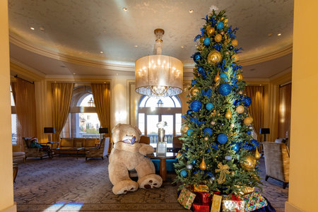 Las Vegas, DEC 7, 2020 - Christmas decoration inside the Hilton Lake Las Vegas Resort & Spaのeditorial素材
