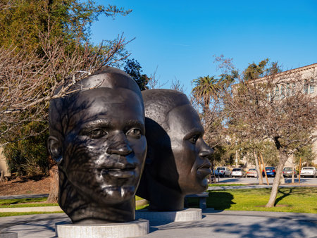 Pasadena , JAN 21, 2013 - Sunny view of the Pasadena Robinson Memorial public art