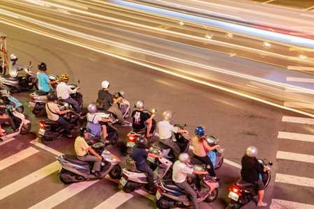 Taipei, AUG 7, 2012 - High angle sunset view of the busy cityscapeのeditorial素材