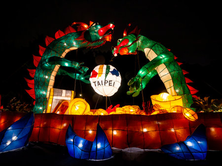 Taipei, FEB 11, 2012 - Night view of the Taipei Lantern Festivalのeditorial素材
