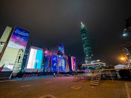 Taipei, DEC 29, 2011 - Night view of the Taipei 101のeditorial素材