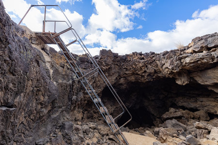 Beautiful landscape around the Mojave Desert Lava Tube at Californiaの写真素材