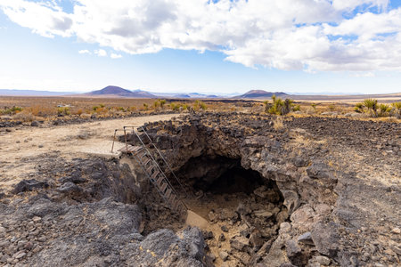 Beautiful landscape around the Mojave Desert Lava Tube at Californiaの写真素材
