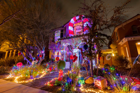 Christmas decoration of residence at Las Vegas, Nevadaのeditorial素材