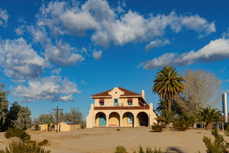 Sunny view of the beautiful Kelso Depot Visitor Center at Californiaのeditorial素材