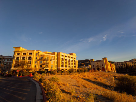 Afternoon view of the beautiful scenery around Lake Las Vegas at Nevadaの写真素材