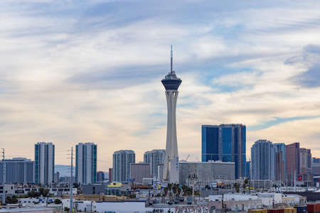 Las Vegas, JAN 12, 2021 - Afternoon view of the  skypod with cityscapeのeditorial素材