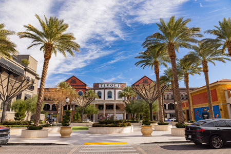 Las Vegas, JAN 18, 2021 - Sunny exterior view of the Tivoli Villageのeditorial素材