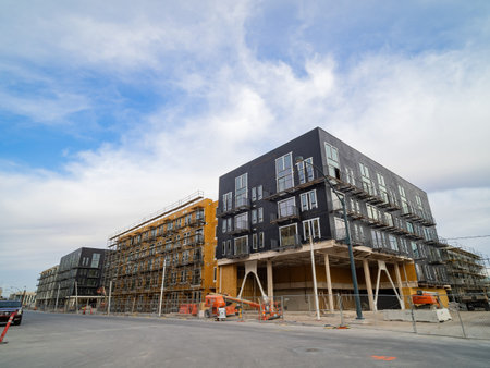 Las Vegas, JAN 12, 2021 - Afternoon cloudy view of some apartment complex Construction site