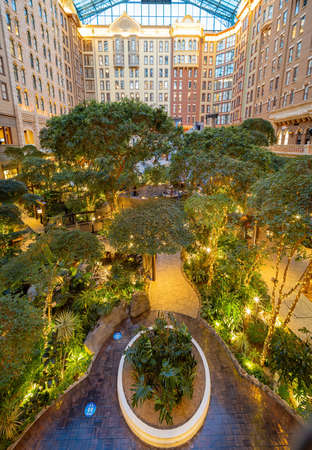 Las Vegas, JAN 13, 2021 - Night view of the Mystic Falls Park of Sam's Town Hotel and Gambling Hallのeditorial素材