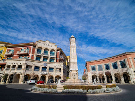 Las Vegas, JAN 18, 2021 - Sunny exterior view of Vasari in the Tivoli Villageのeditorial素材