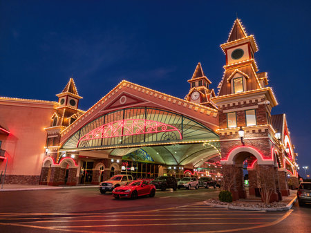 Las Vegas, JAN 14, 2021 - Twilight exterior view of the Boulder Station Hotel and Casinoのeditorial素材