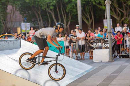Taipei, JUL 29, 2012 - Nike extreme bicycle performance at Chiang Kai-shek Memorial Hallのeditorial素材