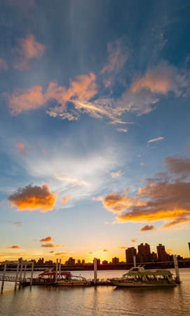 Sunset landscape around the Dadaocheng Wharf area at Taipei, Taiwanの写真素材