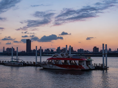 Taipei, OCT 4, 2012 - Sunset view of the Dadaocheng Wharfのeditorial素材
