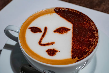 Kyoto, DEC 20, 2016 - Close up shot of the famous yojiya Geisha shape coffeeのeditorial素材