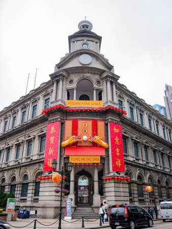 Macau, JAN 22, 2012 - Chinese New Year decoration on the Macau Post officeのeditorial素材