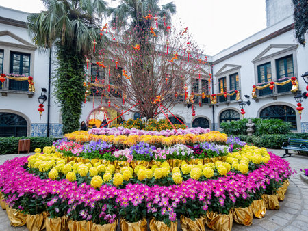 Macau, JAN 22, 2012 - Chinese New Year decoration in the Municipal Affairs Bureauのeditorial素材