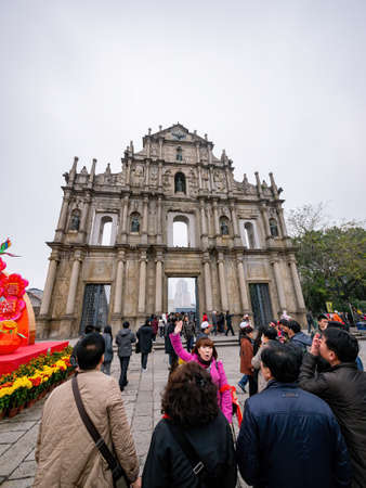 Macau, JAN 26, 2012 - Cloudy view of the Ruins of St. Paul'sのeditorial素材