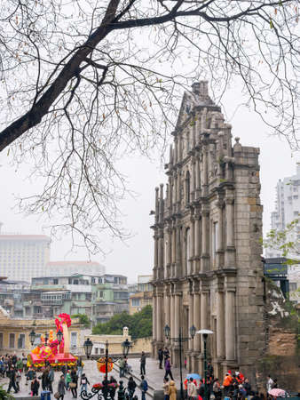Macau, JAN 26, 2012 - Cloudy view of the Ruins of St. Paul'sのeditorial素材