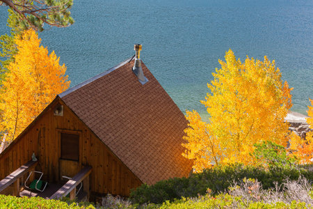Sunny view of the beautiful landscape around Echo Lake at Lake Tahoe Area, Nevadaのeditorial素材