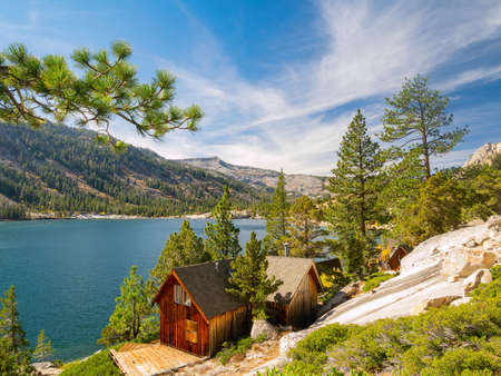 Sunny view of the beautiful landscape around Echo Lake at Lake Tahoe Area, Nevadaのeditorial素材