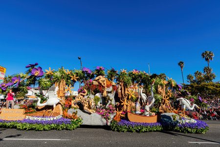 Pasadena, JAN 1, 2016 - Sunny view of the famous Rose Parade