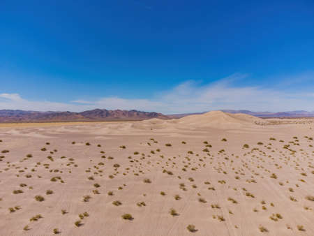 Aerial view of the Amargosa Sand Dunes in a hot day at Nevadaの写真素材