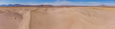 Aerial view of the Amargosa Sand Dunes in a hot day at Nevadaの写真素材