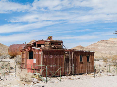Sunny view of the abandon building in Rhyolite area at Nevadaの写真素材