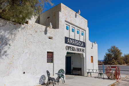 California, MAR 17, 2021 - Sunny exterior view of the historic Amargosa Opera Houseのeditorial素材