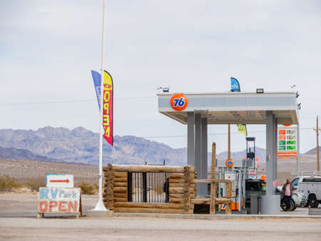 Nevada, MAR 17, 2021 - Cloudy view of the 76 gasoline stationのeditorial素材