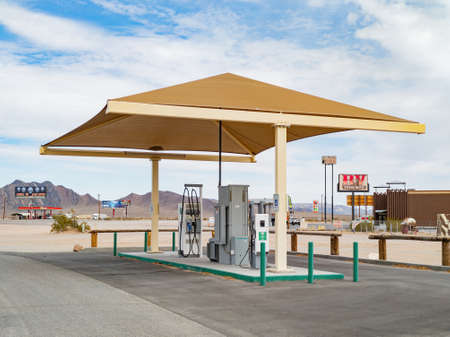 Nevada, MAR 17, 2021 - Electric power charging station at Amargosa Valleyのeditorial素材